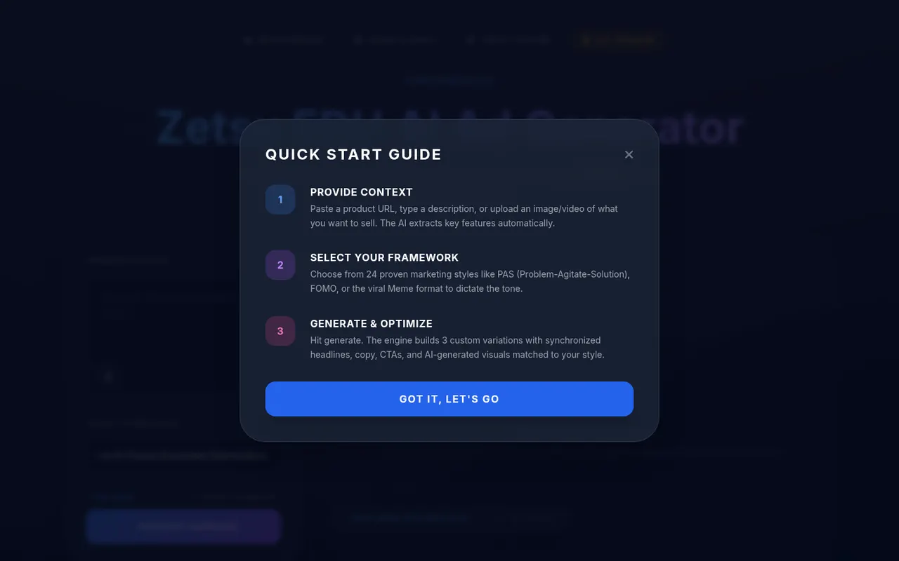 Preview of the AI Ad Creative Generator live site