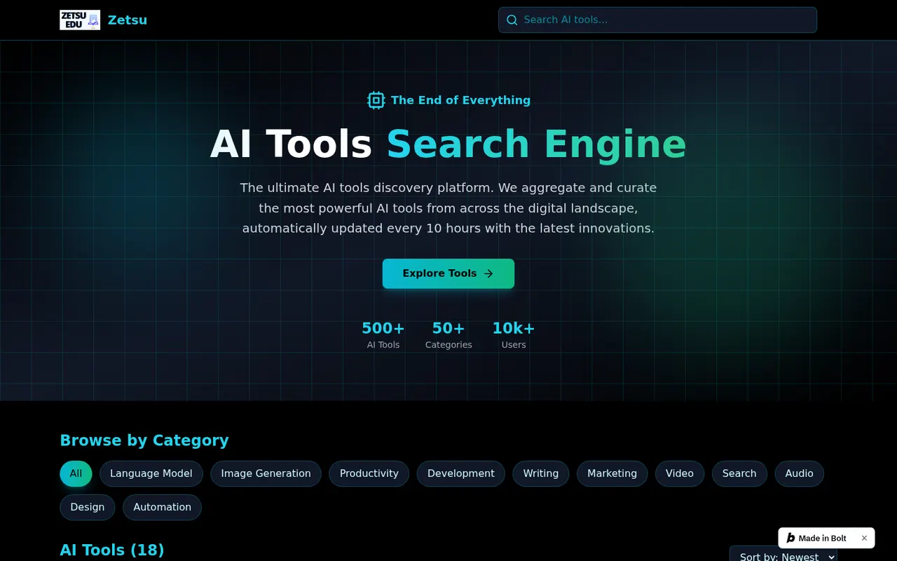 Preview of the AI Filterz live site