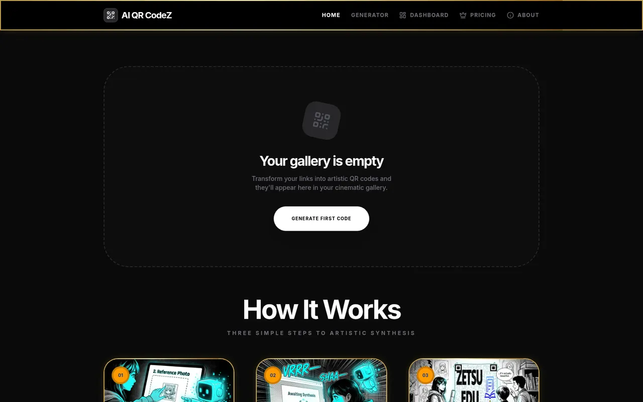 Preview of the Zetsu AI QR Codez live site